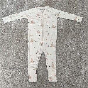 Adorable Cream Infant Convertible Footie with Whimsical Sandcastle Print